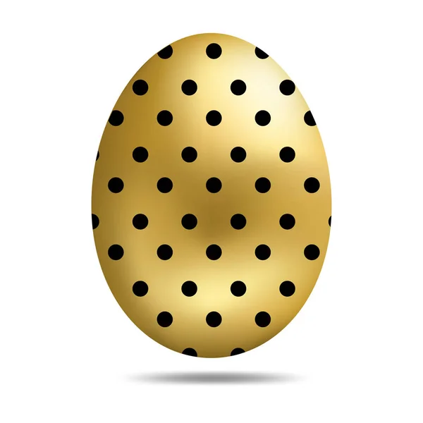 Vector Pasen gouden ei geïsoleerd op witte achtergrond. Kleurrijke ei met stippen patroon. Realistische stijl. Voor wenskaarten, uitnodigingen. Vector illustratie voor uw ontwerp, Web. — Stockvector
