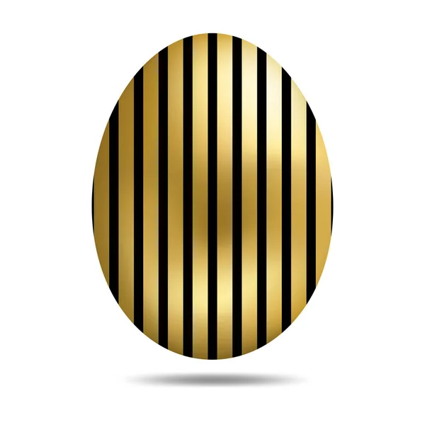 Oeuf d'or vectoriel de Pâques isolé sur fond blanc. Œuf coloré avec motif rayures. Style réaliste. Pour cartes de vœux, invitations. Illustration vectorielle pour votre conception, Web . — Image vectorielle