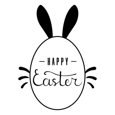 Beyaz arka planda yazı ile Easter Bunny Egg. Paskalya afiş, poster, afiş, broşür, kartpostal için. Tasarım, Web için vektör Illustration.