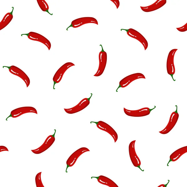 Motif sans couture avec du piment rouge. Légumes frais isolés sur fond blanc. Cartoon style plat. Illustration vectorielle pour votre conception, Web, Papier d'emballage, Tissu, Papier peint . — Image vectorielle