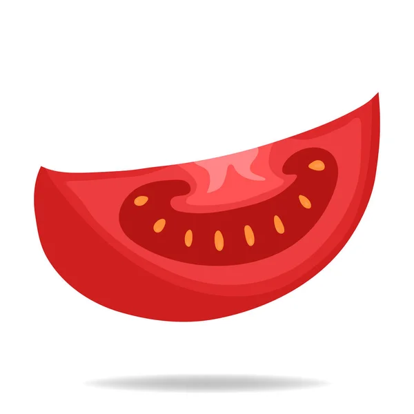 Rodaja de tomate rojo fresco aislado sobre fondo blanco. Icono de verduras para el mercado, diseño de recetas. Comida orgánica. Dibujos animados estilo plano. Ilustración vectorial para su diseño, Web . — Vector de stock