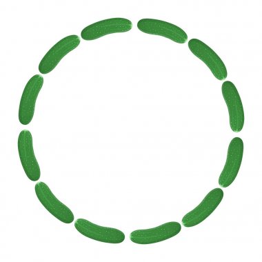 Salatalık Çelengi. Taze Sebzeler beyaz arka plan üzerinde izole. Çiftlik için Salatalık Daire Çerçeve, Pazar, Tarif Tasarımı. Karikatür Tarzı. Tasarım, Web için vektör illüstrasyon.