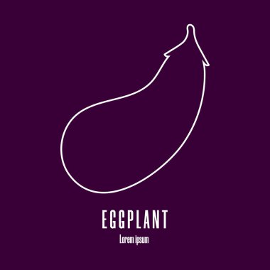 Bir patlıcan Çizgi tarzı simgesi. Çiftlik, pazar logosu. Temiz ve modern vektör illüstrasyonu.