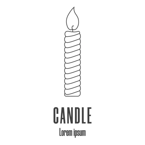 Line style icon of a candle. Religional logo. Clean and modern vector illustration. — Stock Vector