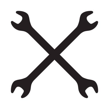 Çapraz anahtarların siluet simgesi. Atölye, mekanik, onarım hizmeti logo şablonu. Temiz ve modern vektör illüstrasyonu.