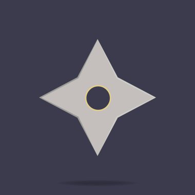 Şuriken simgesi. Ninja silahı. Samuray ekipmanları. Çizgi film tarzı. Tasarım için temiz ve modern vektör illüstrasyon, web.