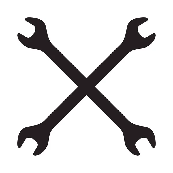 Çapraz anahtarların siluet simgesi. Atölye, mekanik, onarım hizmeti logo şablonu. Temiz ve modern vektör illüstrasyonu.