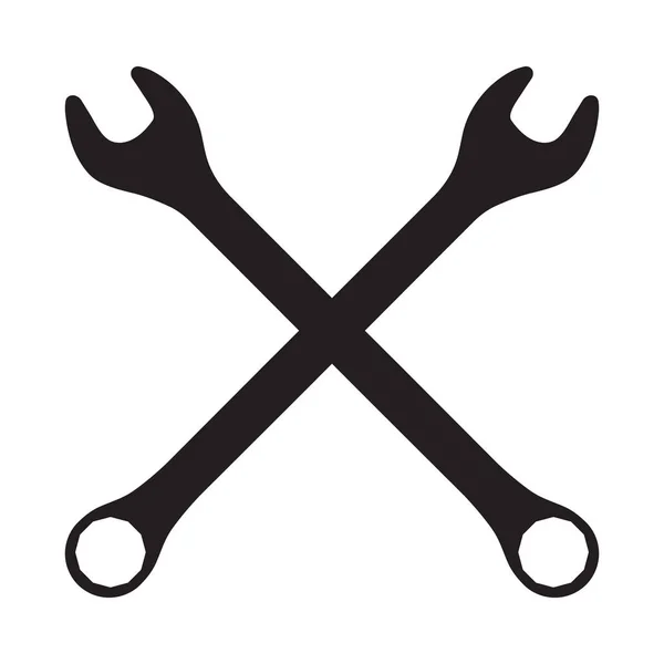 Icona sagomata di chiavi incrociate. Workshop, modello di logo del servizio di riparazione. Illustrazione vettoriale pulita e moderna . — Vettoriale Stock