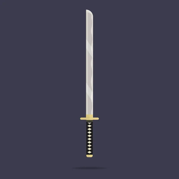 Ícone da espada Katana. Uma arma Samurai. Equipamento Ninja. Estilo dos desenhos animados. Ilustração vetorial limpa e moderna para design, web . —  Vetores de Stock