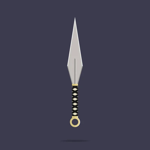 Ícone de faca de lançamento Kunai. Arma ninja. Equipamento Samurai. Estilo dos desenhos animados. Ilustração vetorial limpa e moderna para design, web . —  Vetores de Stock