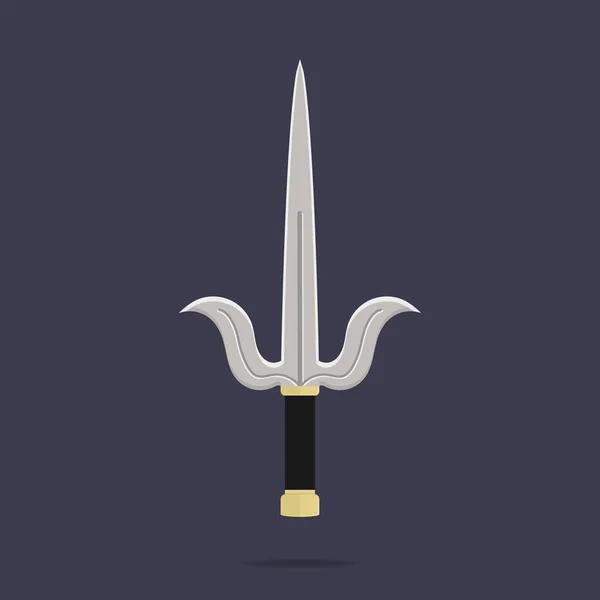 Icono Sai. Arma Ninja. Equipo Samurai. Estilo de dibujos animados. Ilustración vectorial limpia y moderna para diseño, web . — Archivo Imágenes Vectoriales