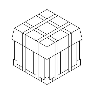 Playerunknown's Battlegrounds oyunundan hava bırakma kutusunu anahat. Pubg, ne zaman? İyometrik konteyner. Savaş kraliyet kavramı. Tasarım için temiz ve modern vektör illüstrasyon, web.