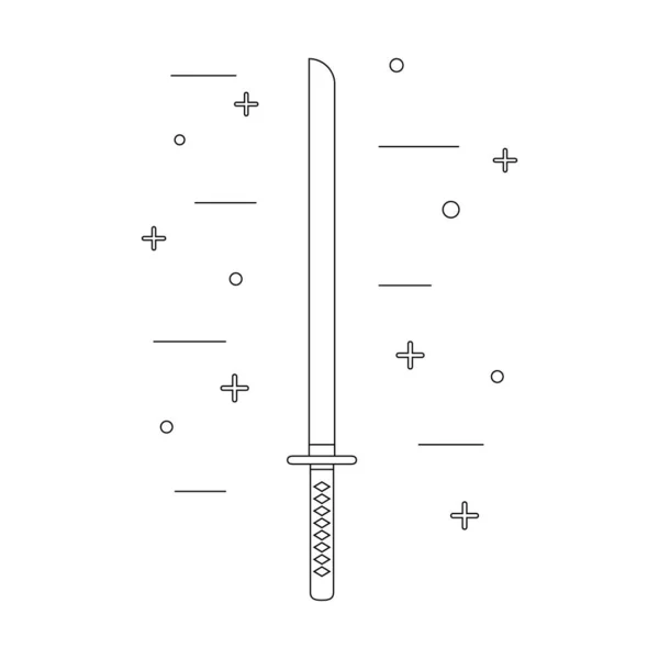 卡塔纳的线条样式图标。武士武器忍者设备。徽标，徽标。用于设计、网页的清洁和现代矢量插图. — 图库矢量图片