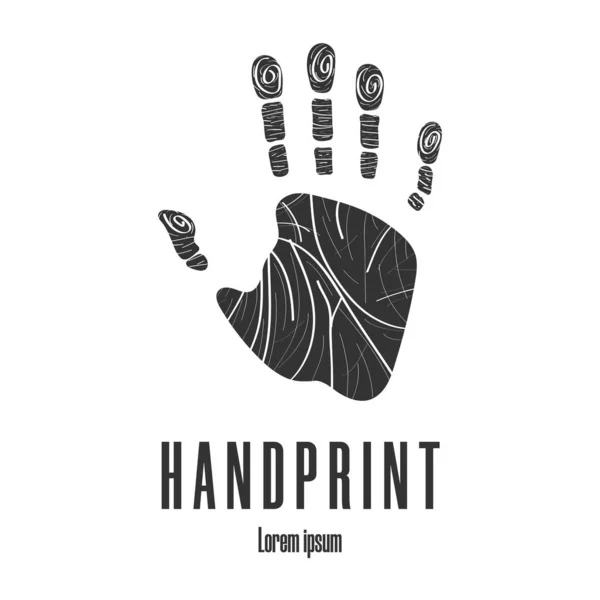 Mänsklig handflata. Ikonen för handprint. Logo typ, emblem. Ren och modern vektor illustration för design, webb. — Stock vektor