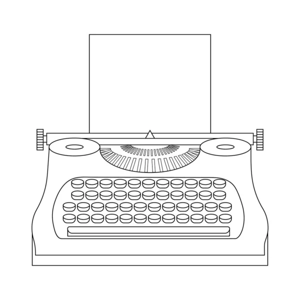 Line style icon of a typewriter machine. Journalist equipment. Vintage tehnology. Keyboard. Antique equipment. Clean and modern vector illustration for design, web. — Stock Vector