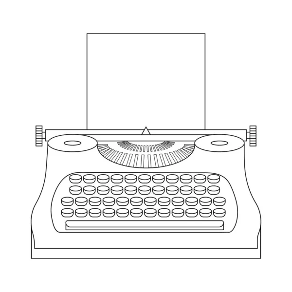 Daktilo makinesinin satır stili simgesi. Gazeteci ekipmanları. Vintage tehnology. Klavye. Antika ekipmanlar. Tasarım için temiz ve modern vektör illüstrasyon, web.