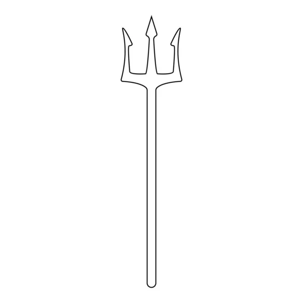 Kontur Trident isolerad på vit bakgrund. Djävul, Neptunus Trident. Linjestil. Ren och modern vektor illustration för design, webb. — Stock vektor