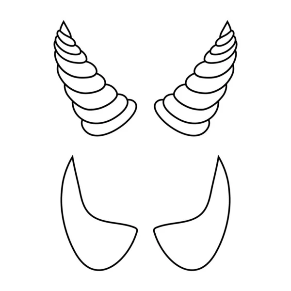Schets duivel hoorns geïsoleerd op witte achtergrond. Lijnstijl. Schone en moderne vector illustratie voorontwerp, Web. — Stockvector