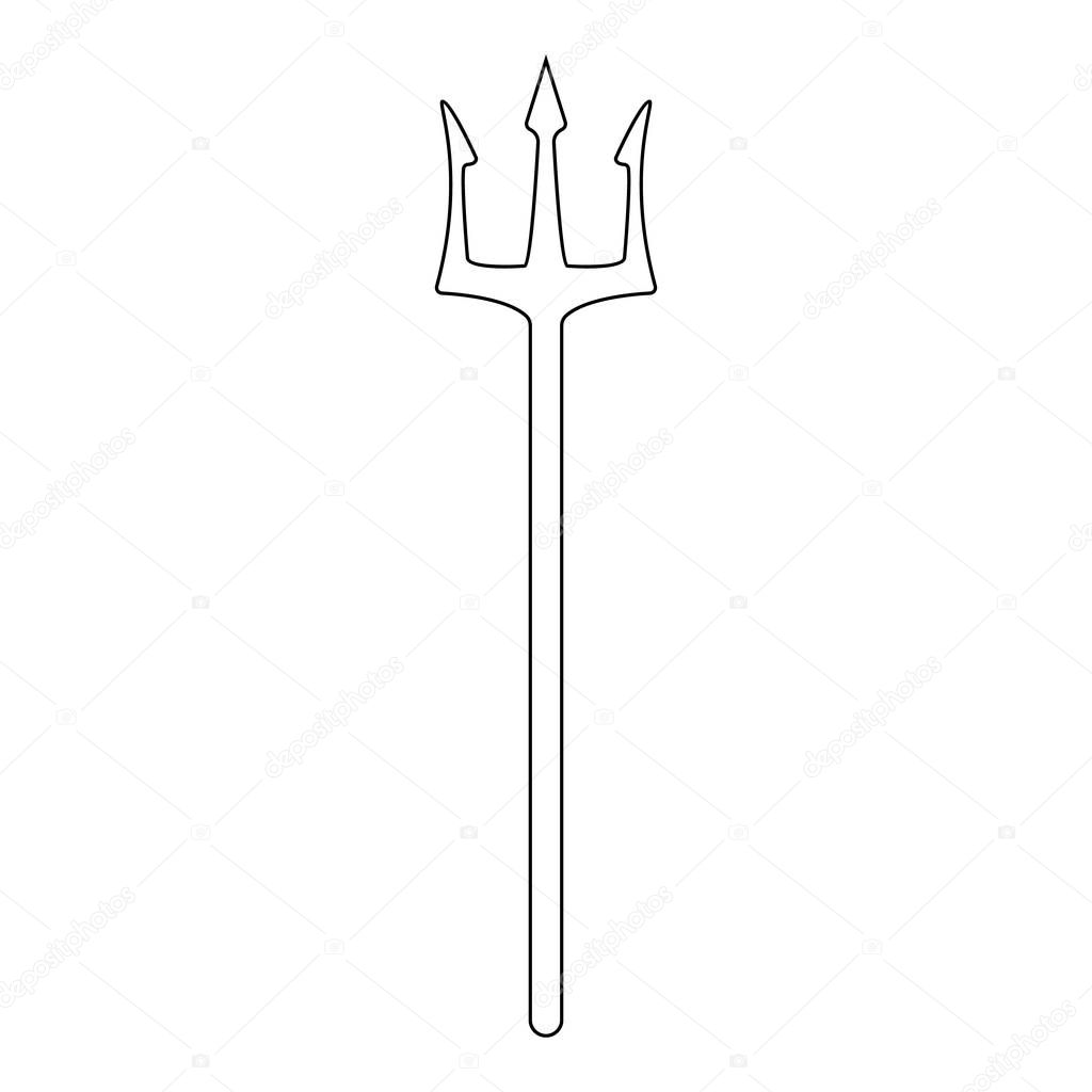 Outline trident isolated on white background. Devil, neptune trident. Line style. Clean and modern vector illustration for design, web.