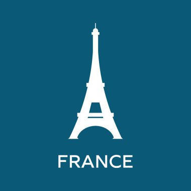Eyfel kulesinin siluet simgesi. Fransa logosu. Tasarım için temiz ve modern vektör illüstrasyon, web.