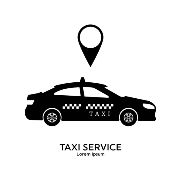 Modelo de logotipo de serviço de táxi. Conceito de transporte. Sílhueta preta de táxi. Ilustração vetorial limpa e moderna para design, web . — Vetor de Stock