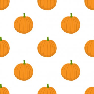 Taze portakal kabak sebze ile dikişsiz desen. Organik gıda. Çizgi film tarzı. Tasarım, web, ambalaj kağıdı, kumaş, duvar kağıdı için vektör illüstrasyon.