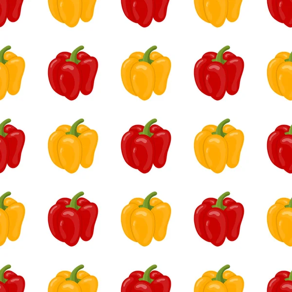 Seamless pattern with fresh bell pepper vegetable. Organic food. Cartoon style. Vector illustration for design, web, wrapping paper, fabric, wallpaper. — Stock Vector