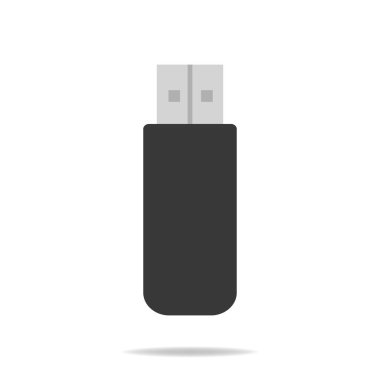 Usb flash sürücü simgesi beyaz arka planda yalıtılmış. Tasarım için vektör çizimi.