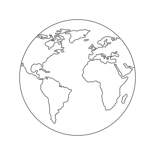 Modello di globo terrestre. Mappa del mondo. Icona in stile linea del pianeta terra. Illustrazione vettoriale pulita e moderna per design, web . — Vettoriale Stock