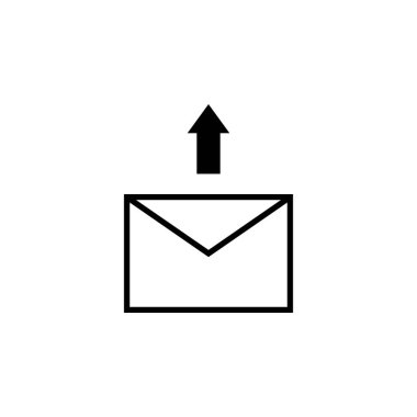 Mektup simgesi gönder. Siyah ok. İş konsepti. Tasarım, web, infografik için vektör illüstrasyon.