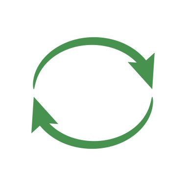 Geri dönüşüm simgesi. Yeşil ekolojik işaret. Gezegeni koruyun. Tasarım için vektör çizimi.