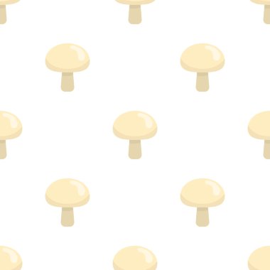 Taze champignons ile dikişsiz desen. Organik gıda. Çizgi film tarzı. Tasarım, web, ambalaj kağıdı, kumaş, duvar kağıdı için vektör illüstrasyon.