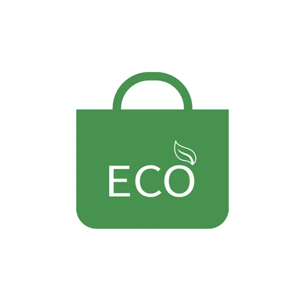 Eco shopping bag icon. Green ecological sign. Protect planet. Vector illustration for design. — Stock Vector