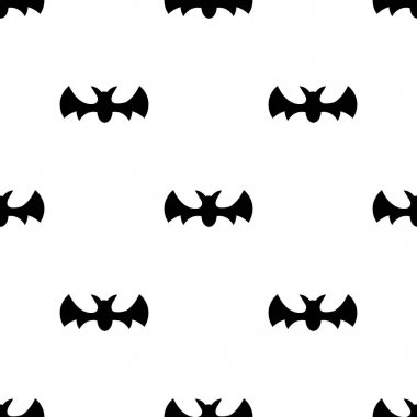 Siyah siluet yarasalar ile dikişsiz desen. Cadılar Bayramı dokusu. Tasarım, web, ambalaj kağıdı, kumaş, duvar kağıdı için vektör illüstrasyon.