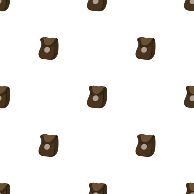 Beyaz arka planda deri torba ile Dikişsiz desen. Ortaçağ çanta.