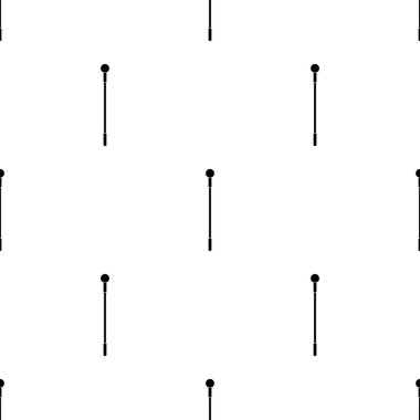 Beyaz arka planda siyah sihirli personel simgesi ile Dikişsiz desen. Sihirli değnek, asa, sopa, çubuk. Vektör Illustration.