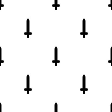 Basit kılıç simgeleri ile dikişsiz desen. Siyah bıçak silueti. Tasarım, web, ambalaj kağıdı, kumaş, duvar kağıdı için vektör illüstrasyon.