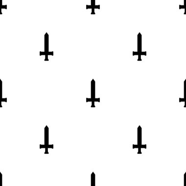 Basit kılıç simgeleri ile dikişsiz desen. Siyah bıçak silueti. Tasarım, web, ambalaj kağıdı, kumaş, duvar kağıdı için vektör illüstrasyon.