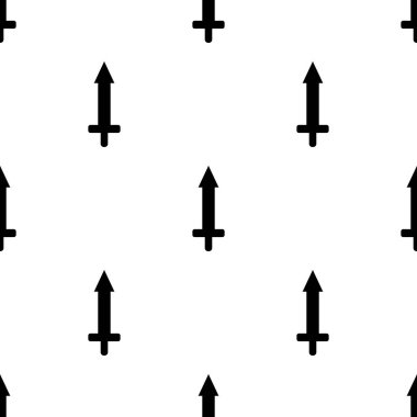 Basit kılıç simgeleri ile dikişsiz desen. Siyah bıçak silueti. Tasarım, web, ambalaj kağıdı, kumaş, duvar kağıdı için vektör illüstrasyon.