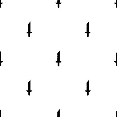 Basit kılıç simgeleri ile dikişsiz desen. Siyah bıçak silueti. Tasarım, web, ambalaj kağıdı, kumaş, duvar kağıdı için vektör illüstrasyon.