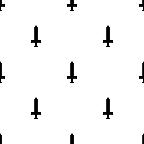 Бесшовный узор с простыми иконками меча. Черный силуэт ножа. Векторная иллюстрация для дизайна, паутины, оберточной бумаги, ткани, обоев . — стоковый вектор