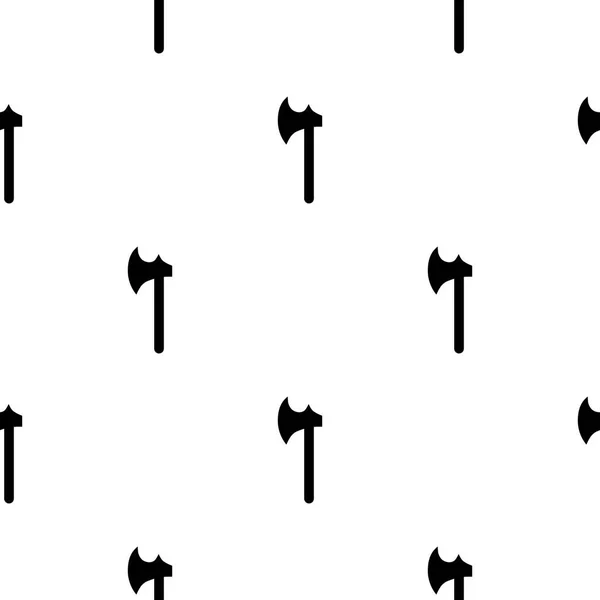 흰색 배경에 격리 된 도끼의 검은 실루엣 아이콘이있는 매끄러운 패턴. 중세 무기 기호입니다. 디자인, 웹, 포장지, 직물, 벽지에 대한 벡터 일러스트레이션. — 스톡 벡터