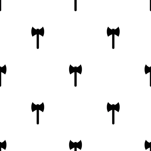 흰색 배경에 격리 된 도끼의 검은 실루엣 아이콘이있는 매끄러운 패턴. 중세 무기 기호입니다. 디자인, 웹, 포장지, 직물, 벽지에 대한 벡터 일러스트레이션. — 스톡 벡터