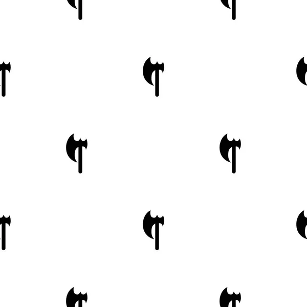 Bezszwowy wzór z czarną ikoną sylwetki topora na białym tle. Średniowieczny znak broni. Ilustracja wektorowa do projektowania, www, papier do pakowania, tkanina, tapeta. — Wektor stockowy