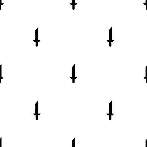 Бесшовный узор с простыми иконками меча. Черный силуэт ножа. Векторная иллюстрация для дизайна, паутины, оберточной бумаги, ткани, обоев . — стоковый вектор