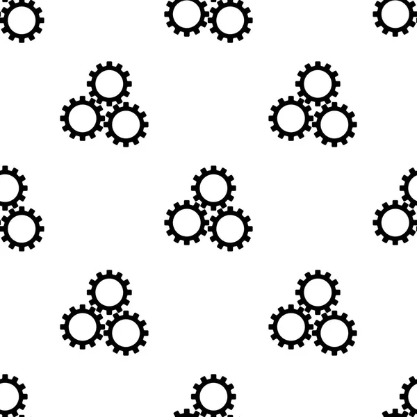 Naadloos patroon met tandwielpictogram op witte achtergrond. Instellingen symbool. Platte stijl. Vector illustratie voorontwerp, Web, inpakpapier, stof, behang. — Stockvector