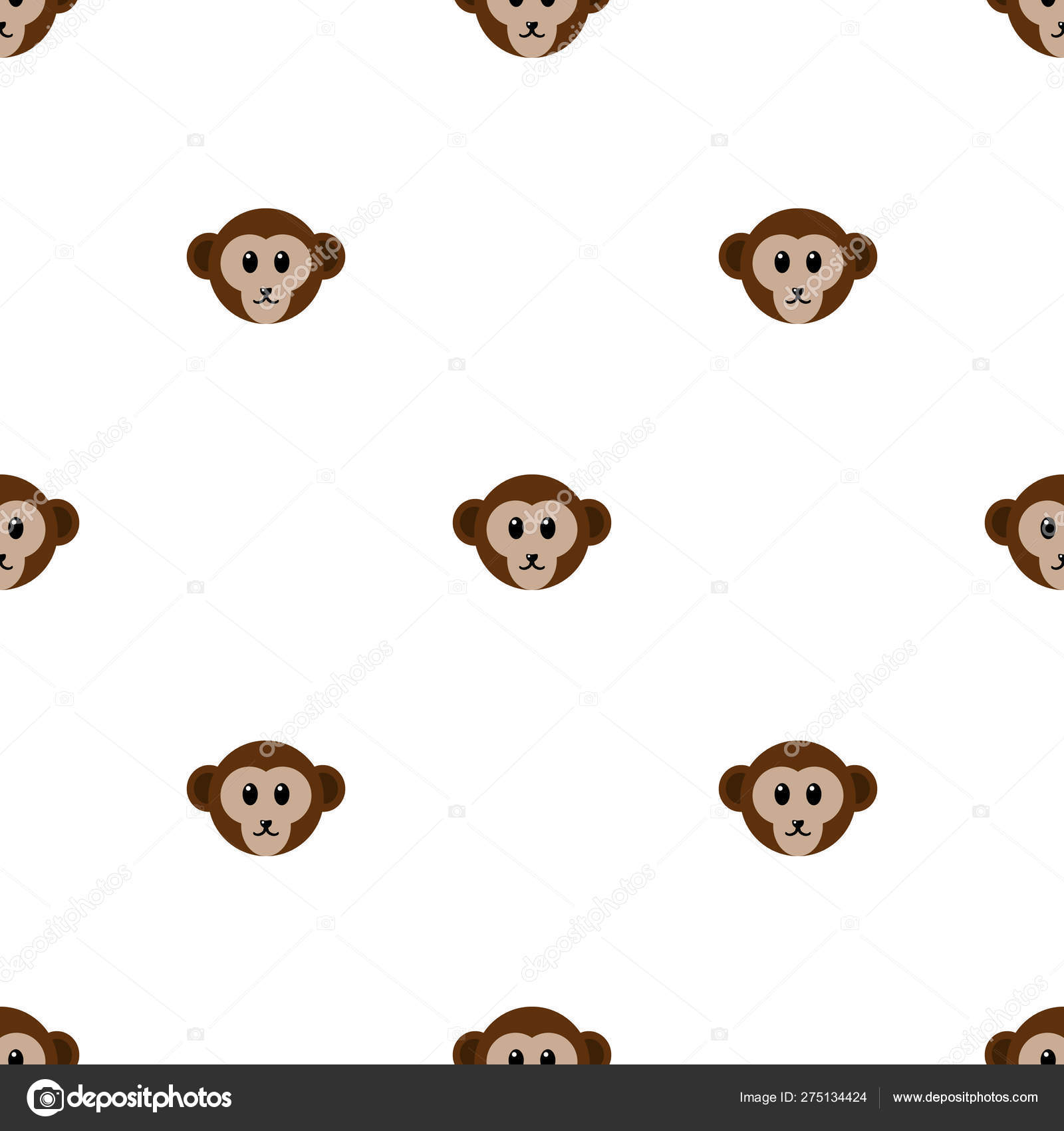Seamless pattern with cute monkey