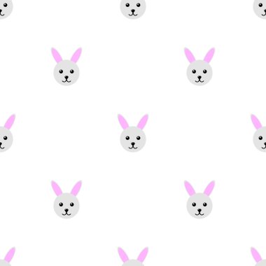 Sevimli tavşan ile dikişsiz desen. Tasarım, web, ambalaj kağıdı, kumaş, duvar kağıdı için vektör illüstrasyon.