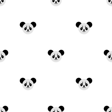 Sevimli panda ile dikişsiz desen. Tasarım, web, ambalaj kağıdı, kumaş, duvar kağıdı için vektör illüstrasyon.