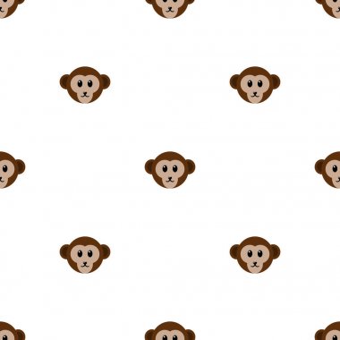 Sevimli maymun ile dikişsiz desen. Tasarım, web, ambalaj kağıdı, kumaş, duvar kağıdı için vektör illüstrasyon.